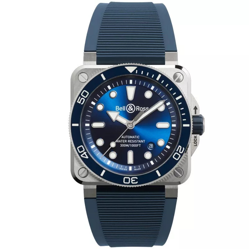 Bell & Ross BR 03 Diver Blue Dial 42mm Men's Watch BR03A-D-BLU-ST/SRB