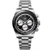 New Longines Conquest Black Dial Chronograph Steel 42mm Men's Watch