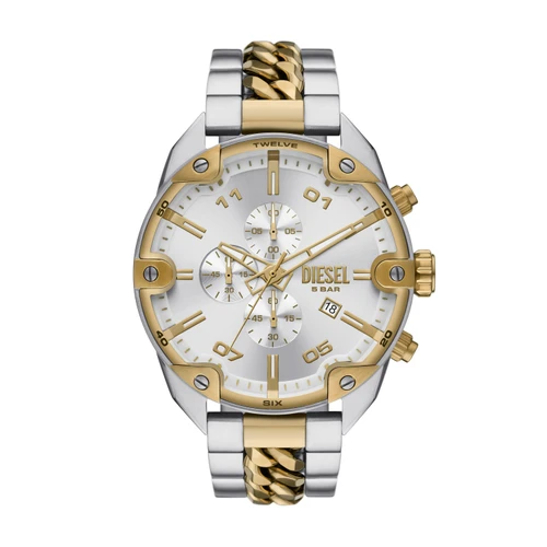 Diesel Spiked 49mm Silver Dial Men's Quartz Chronograph Watch DZ4629