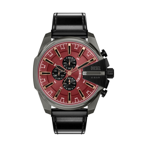 Diesel Mega Chief Slim 48mm Burgundy Dial Men's Quartz Chronograph Watch DZ4714