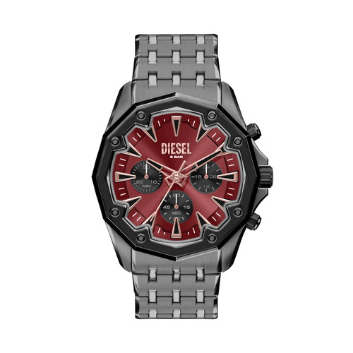 Diesel Stinger 46mm Burgundy Dial Men's Quartz Chronograph Watch DZ4715