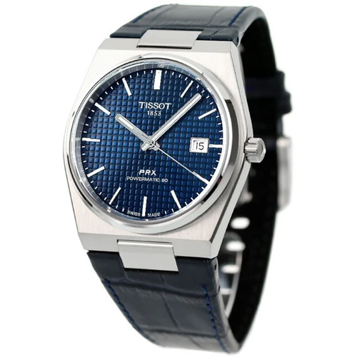 Tissot PRX Powermatic 80 40mm Blue Dial Leather Men's Watch T1374071604100