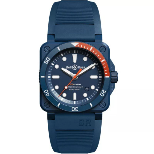 Bell & Ross BR 03 Diver Automatic 42mm Blue Dial Rubber Men's Watch BR0392-D-TR-CE