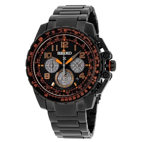 Seiko Prospex Solar Quartz 44mm Black Dial Steel Men's Watch SSC277