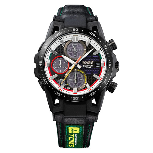 Casio Edifice Quartz 44.5mm Black Dial Leather Men's Watch EFSS641TMS1A