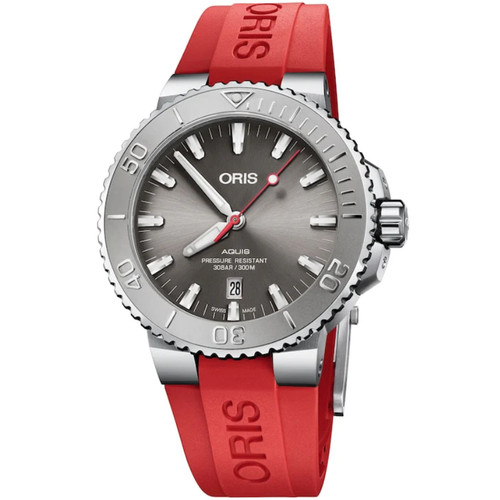 Oris Aquis Date Automatic 43.5mm Grey Dial Rubber Men's Watch 01 733 7730 4153-07 4 24 66EB