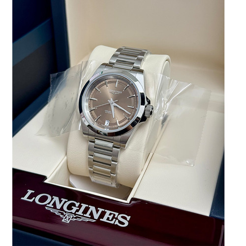 New Longines Conquest Automatic 34mm Brown Dial Women's Watch