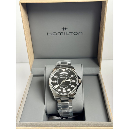 Hamilton Khaki Aviation Pilot Day Date 42mm Black Dial Stainless Steel Bracelet Men's Watch H64615135