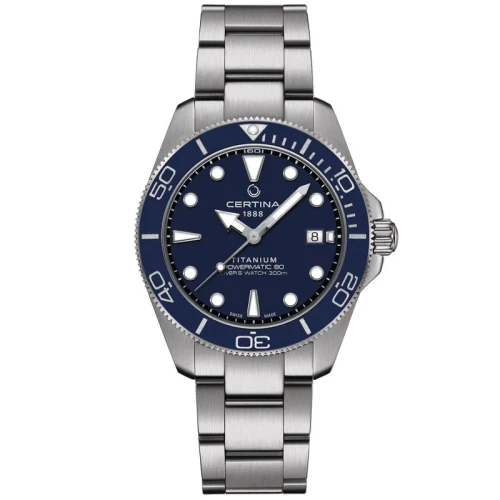 Certina DS Action Diver Powermatic 80 40.5mm Blue Dial Stainless Steel Bracelet Men's Swiss Watch C048.407.44.041.00 C0484074404100 / C048.407.44.041.00