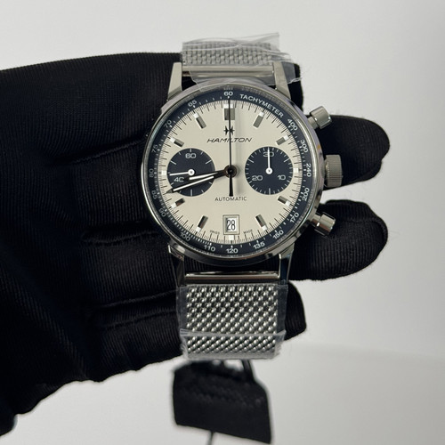 Hamilton American Classic Intra-Matic Auto Chrono 40mm White Panda Dial Stainless Steel Bracelet Men's Watch H38416111