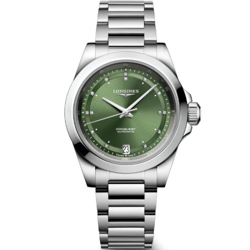 New Longines Conquest 30MM Green Dial SS Women's Watch