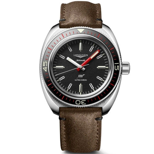 Longines Ultra-Chron 43mm Black Dial Leather Men's Watch L28364522