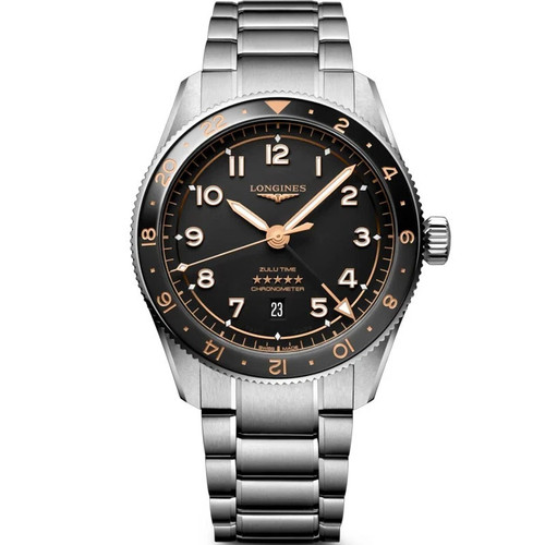 Longines Spirit Zulu Time 39mm Black Matt Dial Men's Watch