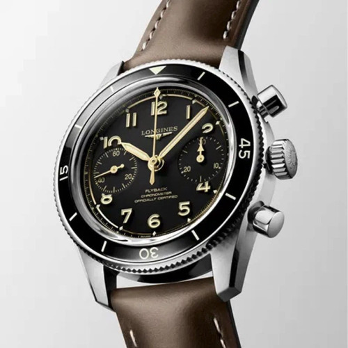 Longines Spirit Pilot Flyback 39.5mm Black Dial Men's Watch