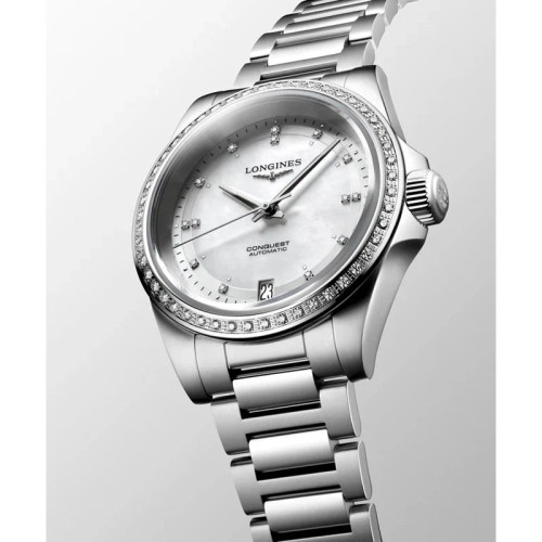 Longines Conquest 34mm White MOP Dial Women's Watch