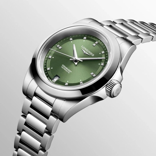 Longines Conquest Diamonds 34mm Green Dial Steel Women's Watch