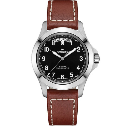 Hamilton Khaki Field King 40mm Black Dial Brown Leather Strap Men's Watch H64475531
