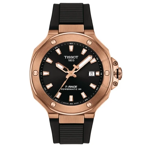 New Tissot T-RACE 41mm Powermatic 80 Rose Gold PVD Men's Watch