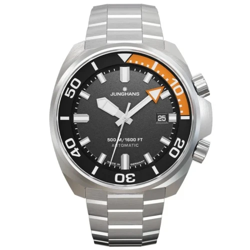 Junghans Aquaris Diver 46.9mm Grey Orange Men's Automatic Dive Watch 27/4668.44