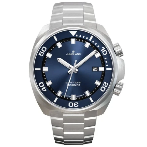 Junghans Aquaris Blue 46.9mm Men's Automatic 500m Sports Dive Watch 27/4660.44