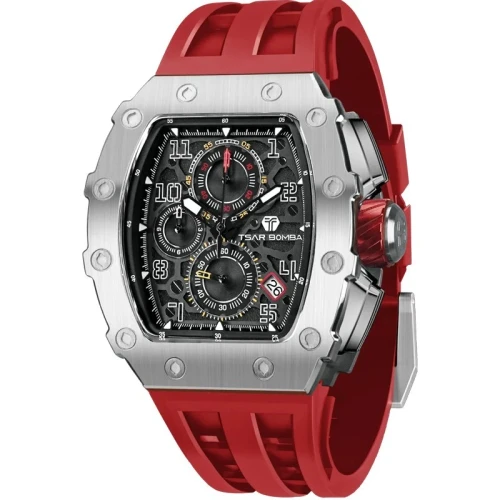 TSAR BOMBA Elemental 43mm Red Dial Men's Quartz Chronograph TB8204Q-33