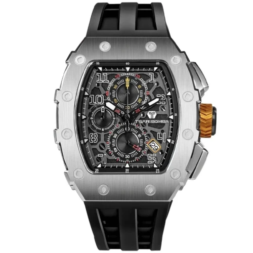 TSAR BOMBA Elemental 43mm Black Dial Men's Quartz Chronograph TB8204Q-13