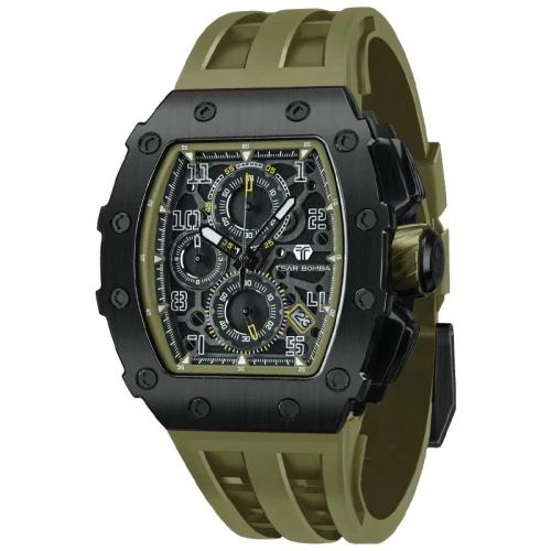 TSAR BOMBA Elemental 43mm Olive Green Dial Men's Quartz Chronograph TB8204Q-38