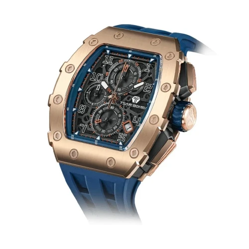 TSAR BOMBA Elemental 43mm Blue Dial Men's Quartz Chronograph TB8204Q-41