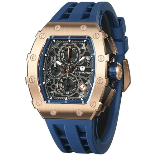 TSAR BOMBA Elemental 43mm Blue Dial Men's Quartz Chronograph TB8204Q-41