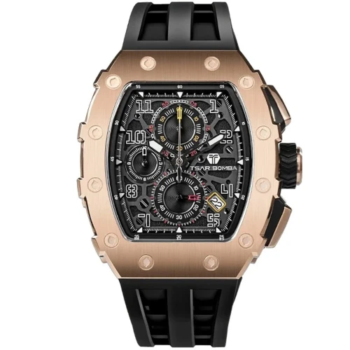 TSAR BOMBA Elemental 43mm Black Dial Men's Quartz Chronograph TB8204Q-04