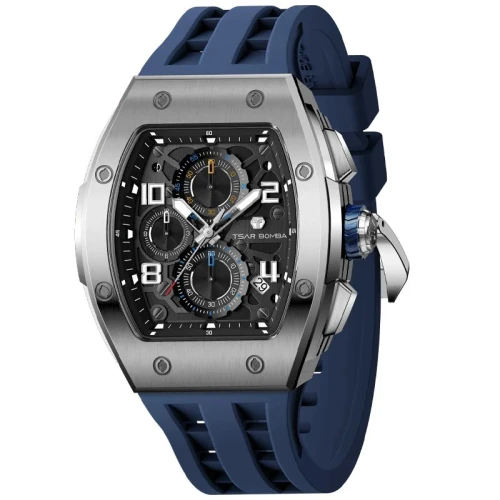 TSAR BOMBA Elemental 45mm Blue Dial Men's Quartz Chronograph TB8224Q-02