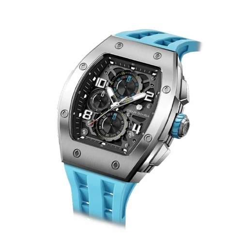 TSAR BOMBA Elemental 45mm Light Blue Dial Men's Quartz Chronograph TB8224Q-05