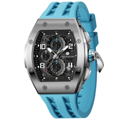 TSAR BOMBA Elemental 45mm Light Blue Dial Men's Quartz Chronograph TB8224Q-05