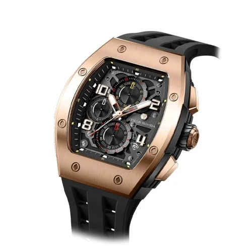 TSAR BOMBA Elemental 45mm Black Dial Men's Quartz Chronograph TB8224Q-04