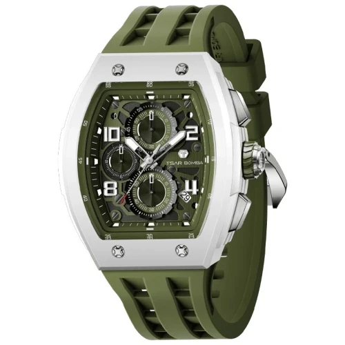 TSAR BOMBA Elemental Bioceramic 45mm Olive Dial Men's Bioceramic Quartz Chronograph TB8224B-02