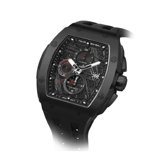 TSAR BOMBA Elemental II 46mm Black Dial Men's Quartz Sports Watch TB8211QII-07