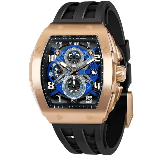 TSAR BOMBA Elemental II 46mm Black Dial Men's Quartz Sports Watch TB8211Q-05