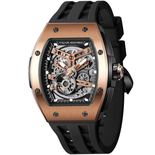 TSAR BOMBA Elemental Skeleton 45mm Black Skeleton Dial Men's Automatic Skeleton Watch TB8228A-04