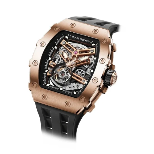 TSAR BOMBA Elemental Skeleton 43mm Black Skeleton Dial Men's Automatic Skeleton Watch TB8208A-46
