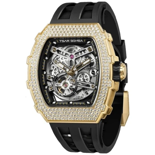 TSAR BOMBA Elemental Skeleton 43mm Champagne Skeleton Dial Men's Automatic Skeleton Watch TB8208D-13