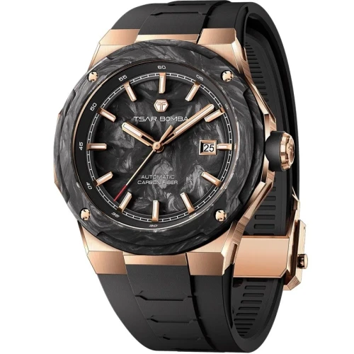 TSAR BOMBA Electron Carbon-X II 45mm Black Carbon Fiber Dial Men's Carbon Automatic Sports Watch TB8230-03
