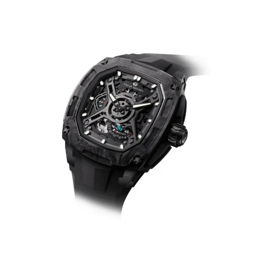 TSAR BOMBA Dark Matter 5 43mm Black Skeleton Dial Men's Carbon Automatic Skeleton Watch TB8605-04