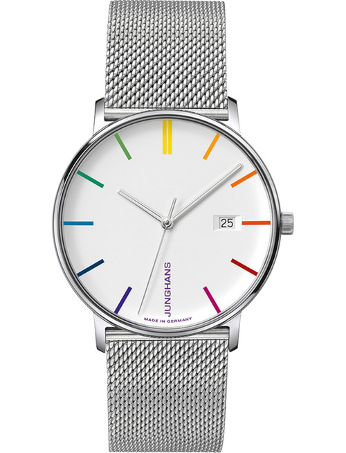 Junghans FORM Quarz Bauhaus Edition 39.3mm White with Multicolor Indexes Dial Men's Watch 41/4580.44