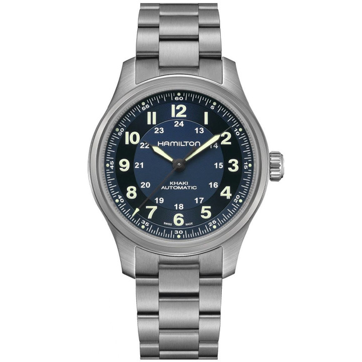 Hamilton Khaki Field 42mm Titanium Band Auto Blue Dial Men's Watch H70545140