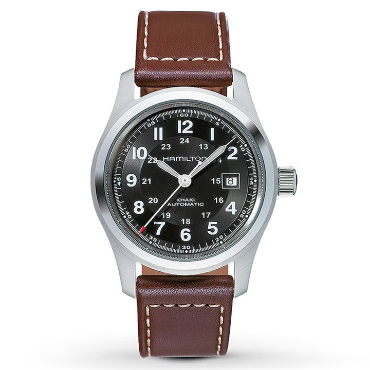 New HAMILTON Khaki Field 42MM Brown LTHR Automatic Men's Watch