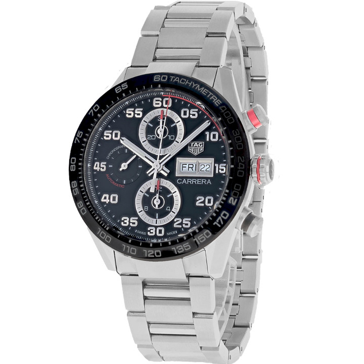 Tag Heuer Carrera Chronograph Automatic 44mm Black Dial Steel Men's Watch CBN2A1AA.BA0643