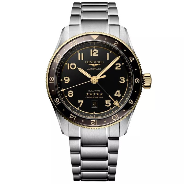 NEW Longines New Spirit Zulu Time 42mm GMT 18kt Bezel Men's Watch