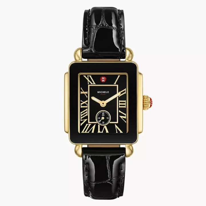 MICHELE Deco Sport Mid Gold-Plated 31mm Black Dial Women's Watch