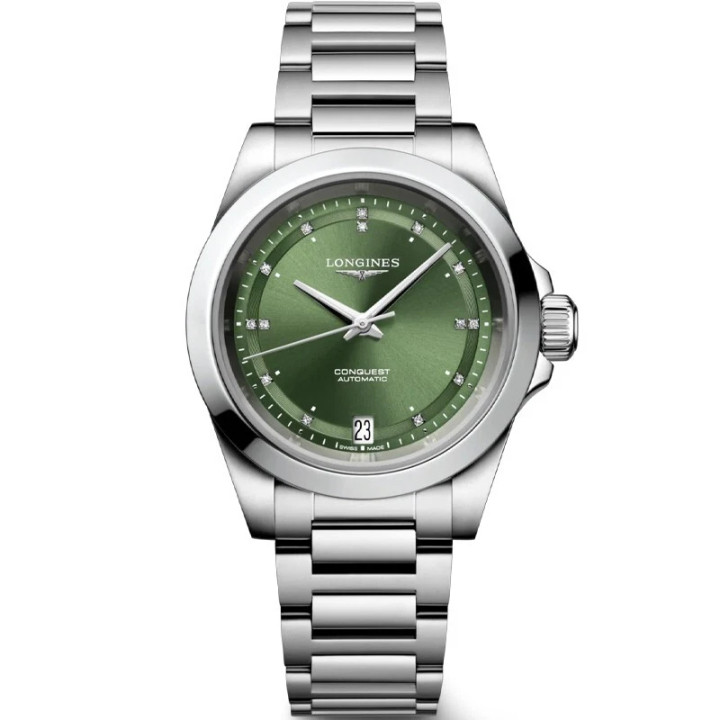 New Longines Conquest 30MM Green Dial SS Women's Watch