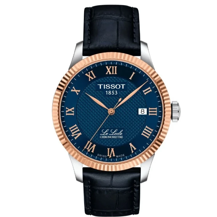 Tissot Le Locle Automatic Gold 39.3mm Blue Dial Men's Watch T9324084604300